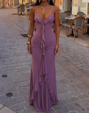 Fashionable Elegant Slim Flower Ribbon Sling Dress