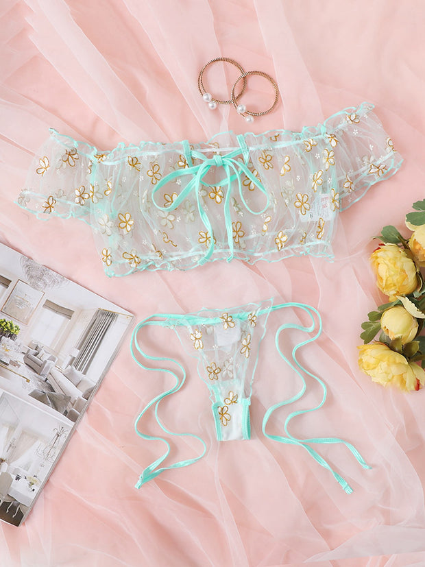 Sexy Flower Lace Split Two-Piece Suit