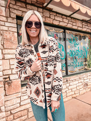 The Mackay Aztec Sherpa Jacket (Cream)