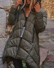 Women's solid-color padded hooded jacket