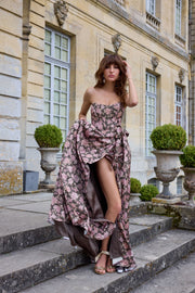 The Cecilia Dress in Chocolate Peony Print