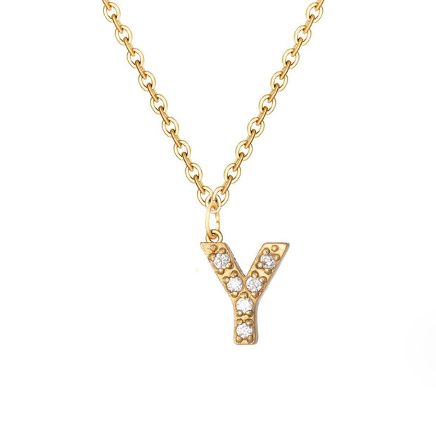 Crystal Letter Charm Necklace