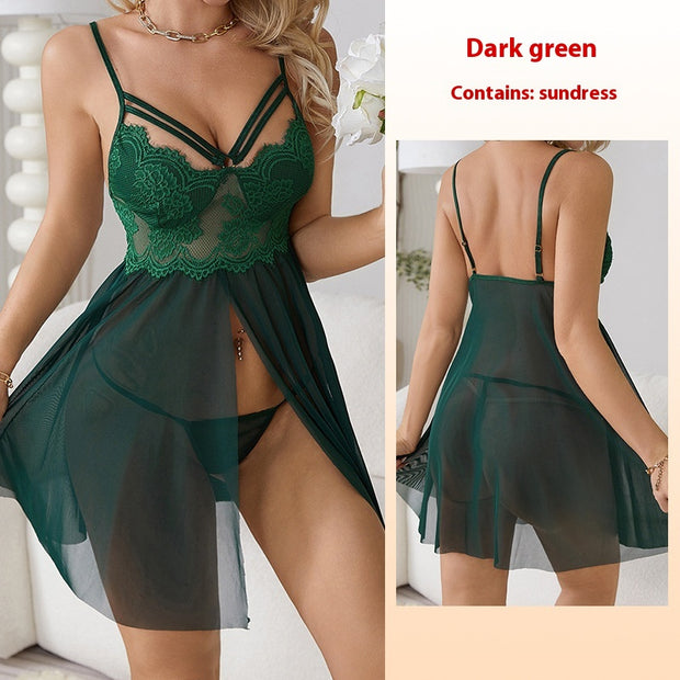 Sexy Sling Lace Pure Desire Seduction Pajamas Hollow Out See-through