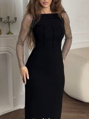 Long Sleeve Slim Fit Patchwork Sexy Dress