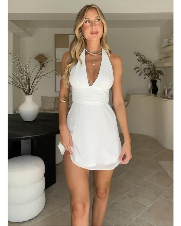 2024ss sexy halter deep V dress