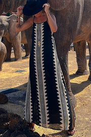 Take A Trip Ethnic Print Backless A-line Maxi Dress