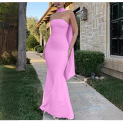 European and American Sexy Women's Cross-border Amazon New Slim-fit Hip Fishtail Dress Solid Color Dress Skirt Shawl