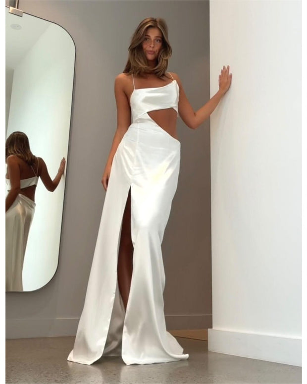 2024ss sexy halter  with slit dress