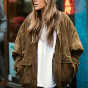 Retro Casual Loose Solid Color Jacket