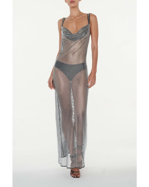 2024ss sexy halter see-through dress