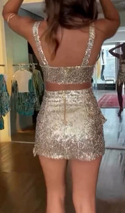 Sexy Sheath Backless Irregular Sequins Dress