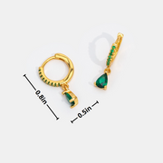 Green Crystal Gold Hoop Earrings