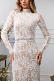 The Greta Dress in White Chantilly Lace