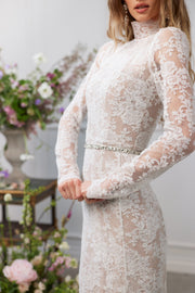 The Greta Dress in White Chantilly Lace