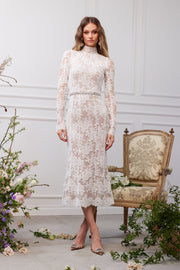 The Greta Dress in White Chantilly Lace