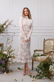 The Greta Dress in White Chantilly Lace