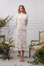 The Greta Dress in White Chantilly Lace