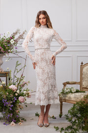 The Greta Dress in White Chantilly Lace