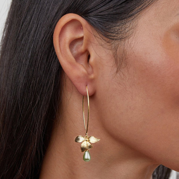 Jade Pearl & Petal Drop Earrings