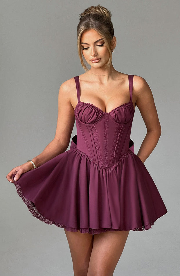 Josie Mini Dress - Cherry Lacquer