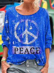 Women's Peace And Love Pattern Art Print T-shirt