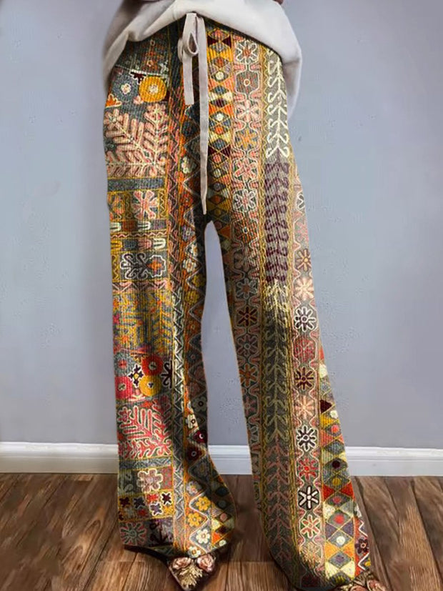 Women's Ethnic Art Print Comfortable Knitted Trousers