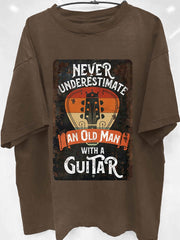 Never Underestimate An Old Man With A Guitar Rock Music Art Print T-shirt