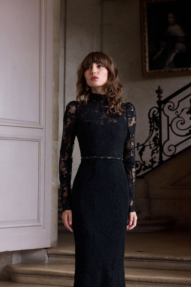 The Jules Dress in Black Chantilly Lace