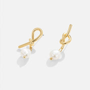 Knotted Gold & Freshwater Pearl Earrings