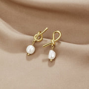 Knotted Gold & Freshwater Pearl Earrings