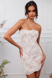 The Kylie Dress in White Chantilly Lace