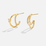 Layered Crystal Gold Hoop Earrings