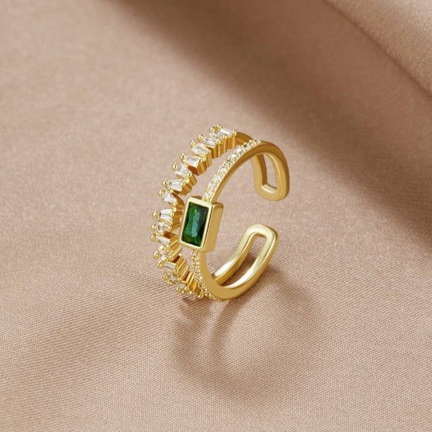 Layered Green Crystal Ring