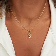 Letter Pearl Charm Necklace