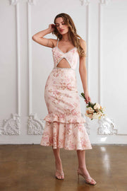 The Luna Dress in Peach Tapestry