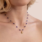 Nerissa Gold Shell & Blue Bead Necklace