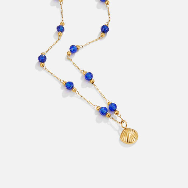 Nerissa Gold Shell & Blue Bead Necklace