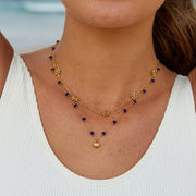 Nerissa Gold Shell & Blue Bead Necklace