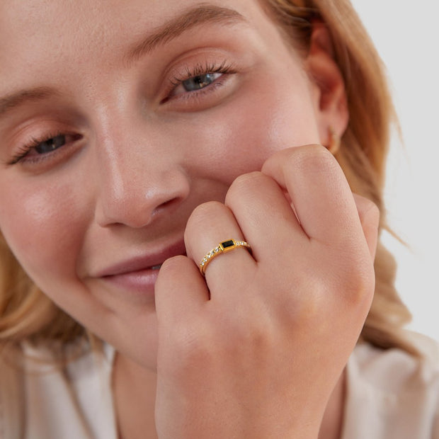 Onyx Black Crystal Ring