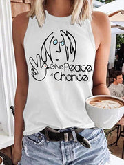 Women's Give Peace A Chance Art Print Casual Tank Top