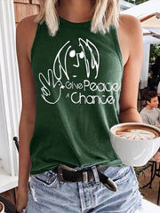 Women's Give Peace A Chance Art Print Casual Tank Top