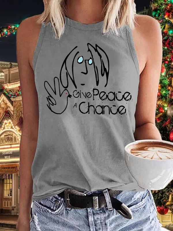 Women's Give Peace A Chance Art Print Casual Tank Top