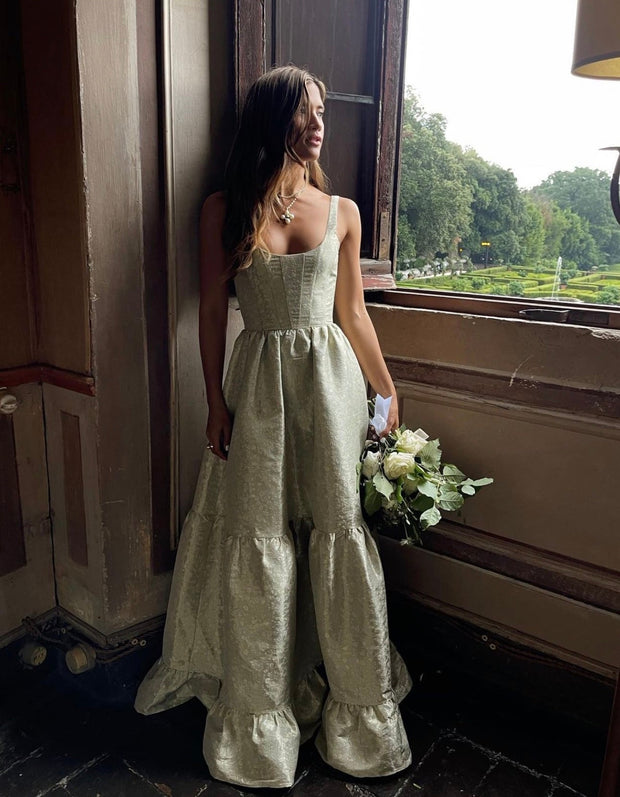 The Avery Dress in Sage Duchess