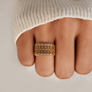 Sabrina Gold Crystal Mesh Ring