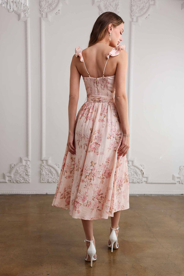 The Vera Dress in Peach Tapestry