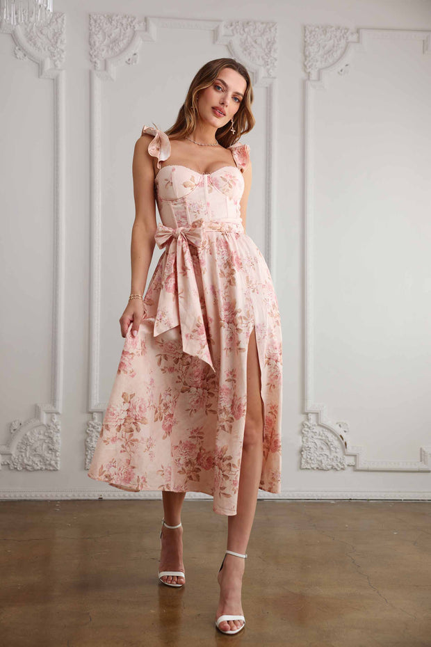 The Vera Dress in Peach Tapestry