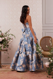 The Vivian Dress in Dusk Blue Baroque Floral