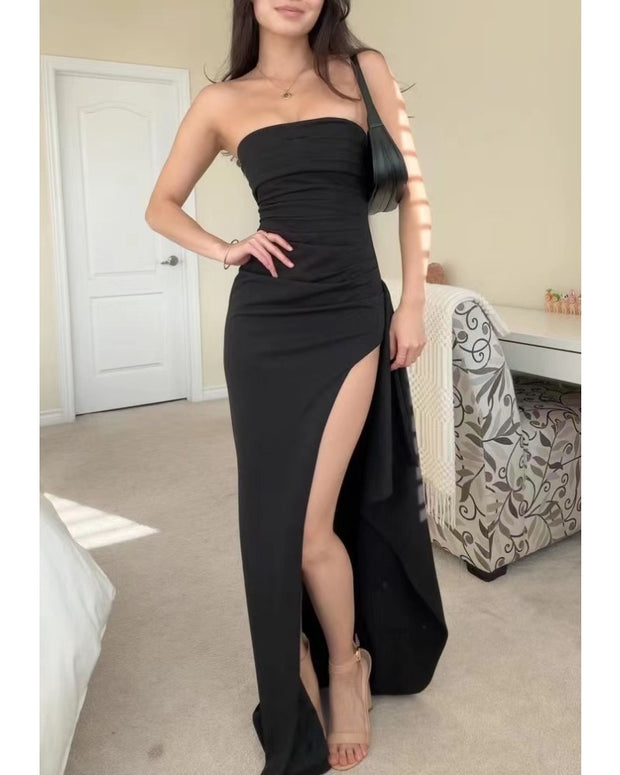 2024ss sexy strapless split dress