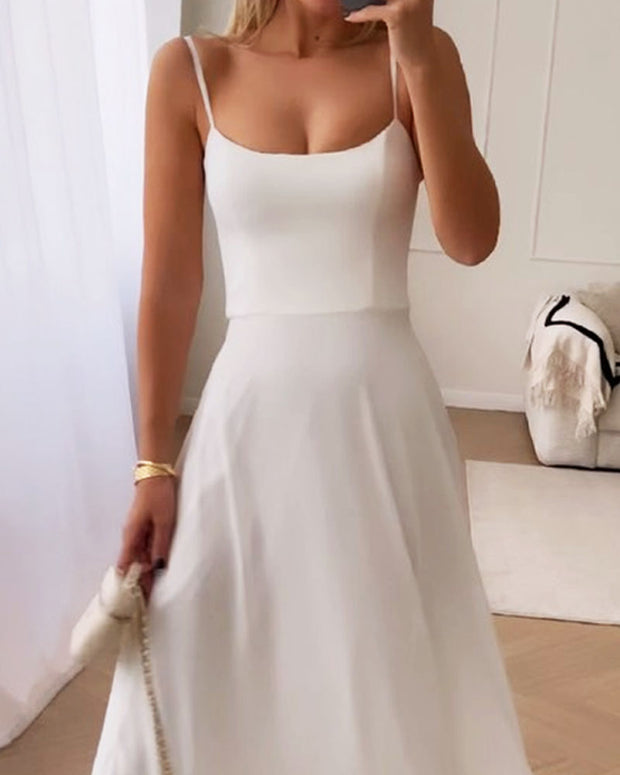 Elegant Solid Color Slip Dress